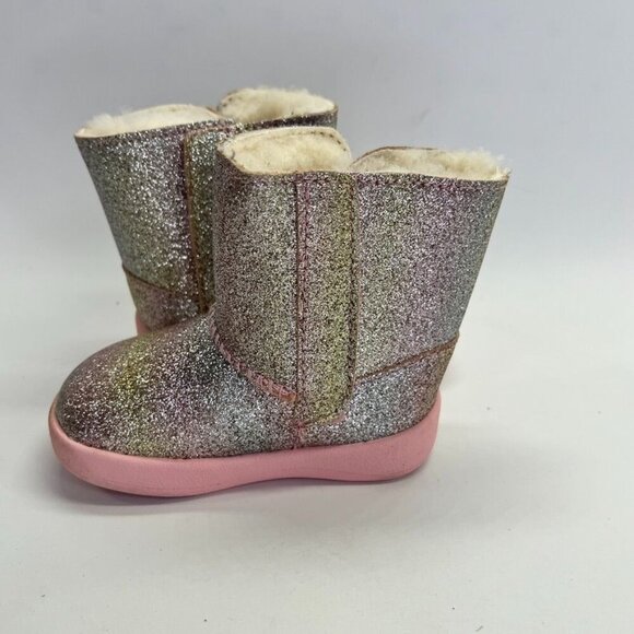 UGG® Keelan II Boot  Baby Size 2/3 in Metallic Glitter, Pink Hook & Loop Closure - Picture 4 of 15
